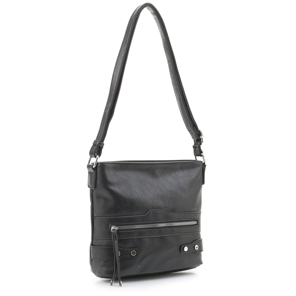 Chic Black Faux Leather Fashion Shoulder Crossbody Bag