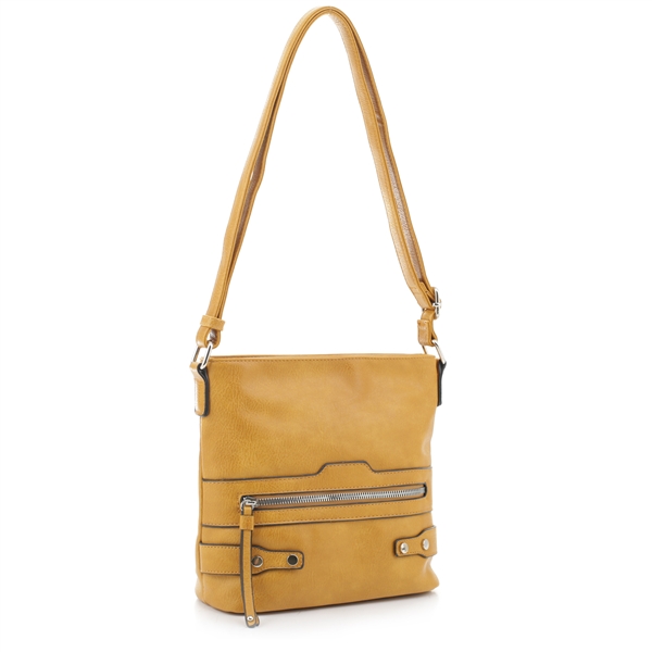 Chic Mustard Faux Leather Fashion Shoulder Crossbody Bag