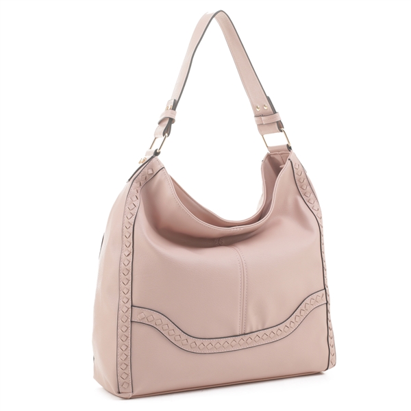 Bohemian Style Blush Pink Faux Leather Fashion Satchel Shoulder Handbag