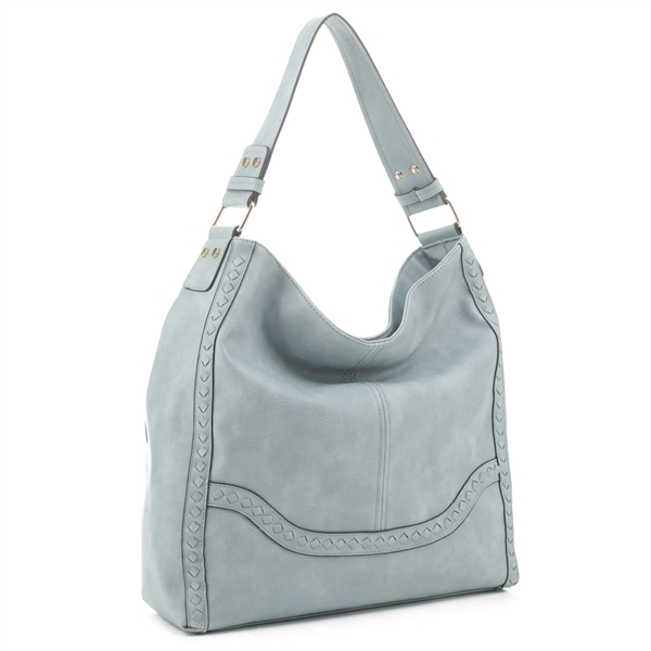 Bohemian Style Light Blue Faux Leather Fashion Satchel Shoulder Handbag