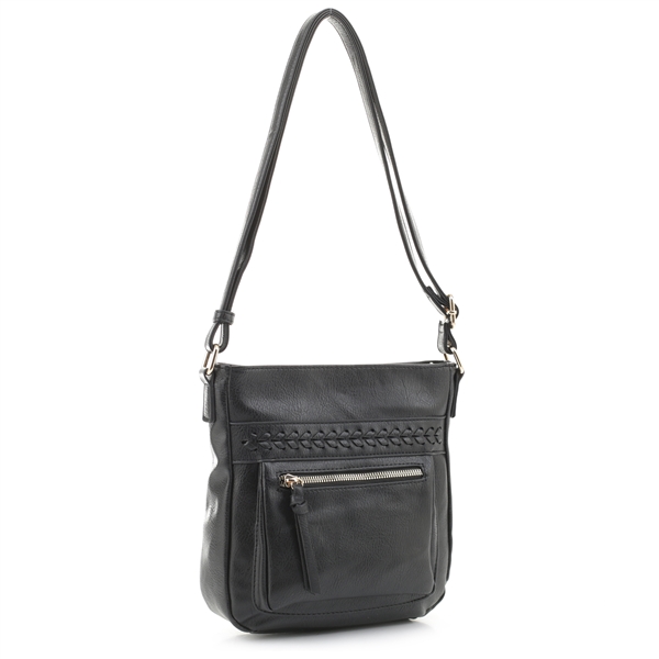 Classy Black Faux Leather Fashion Shoulder Crossbody Bag