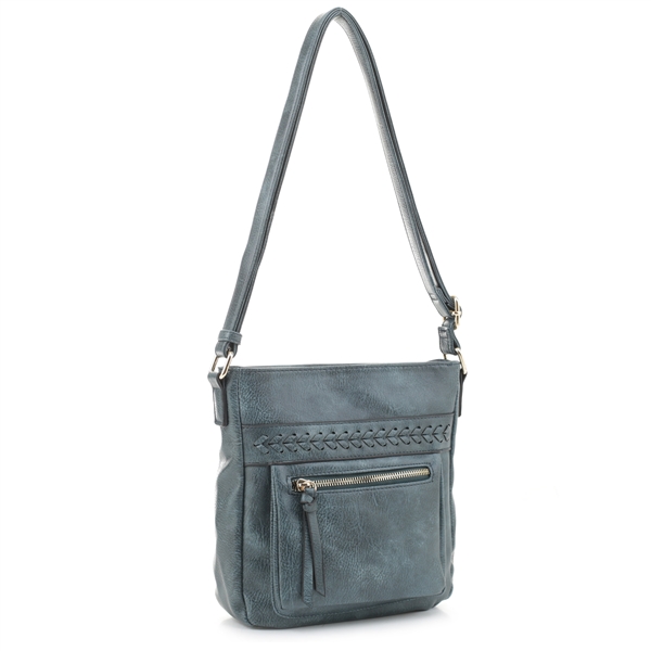 Classy Dark Blue Faux Leather Fashion Shoulder Crossbody Bag