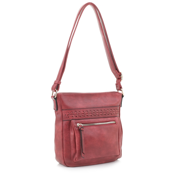 Classy Red Faux Leather Fashion Shoulder Crossbody Bag