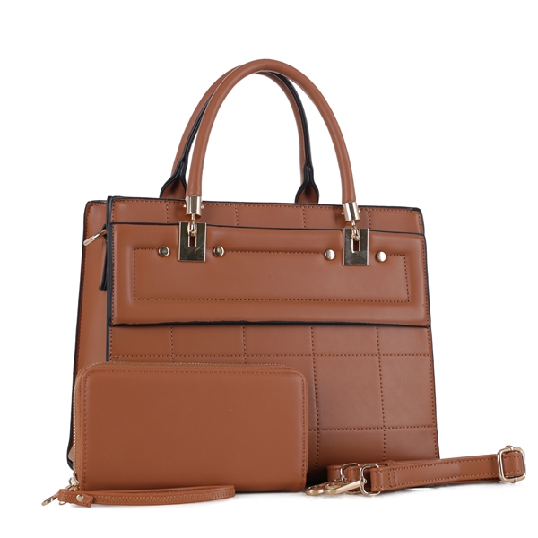 BROWN BRIEFCASE HANDBAG SET