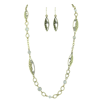 Chic & Stylish Crystal Beads, Unique Pattern Design with Crystals Gold Necklace Set