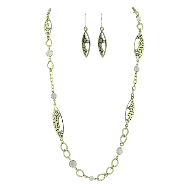 Chic & Stylish Crystal Beads, Unique Pattern Design with Crystals Gold Necklace Set