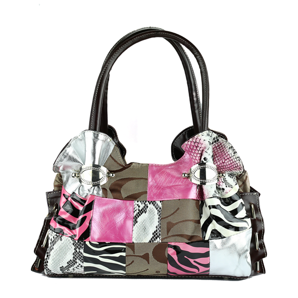 Patterned Collage Front All Over CC Printed Pattern Ruffles Khaki Handbag