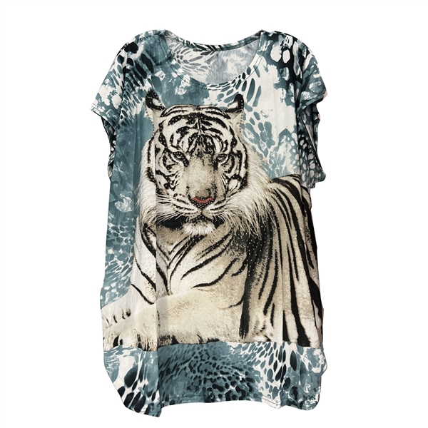 Nature Leopard Sparkling Rhinestone Tiger Fashion Shirt