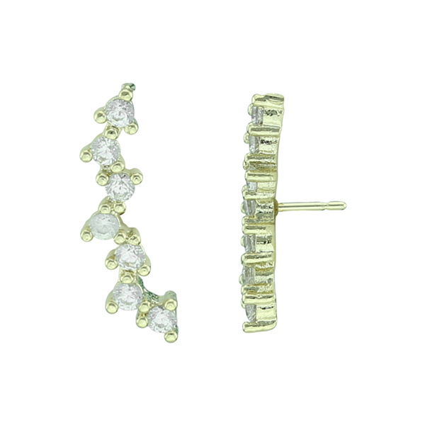 Gorgeous Sparkling Curvy Crystals Gold Toned Stud Earrings