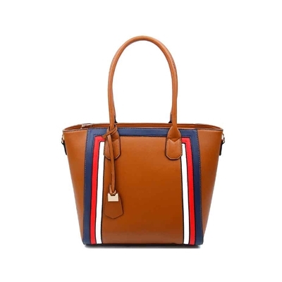 Brown Nautical Stripe Satchel Handbag