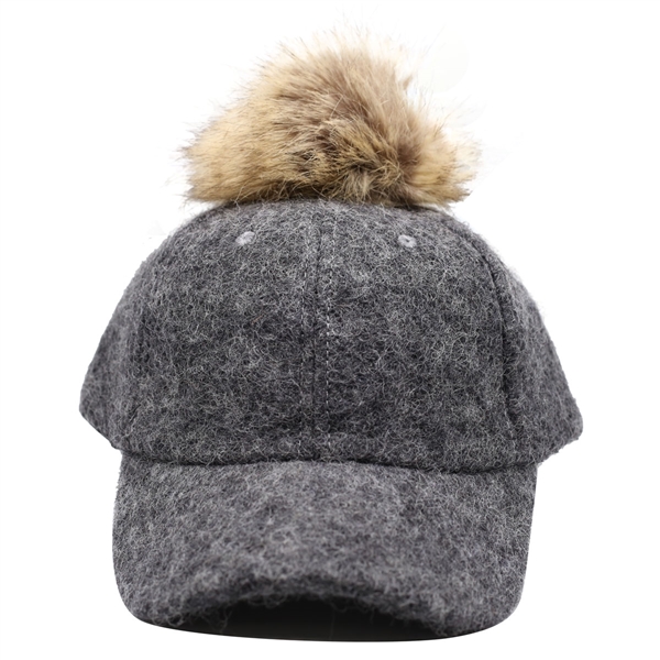 Soft Cotton Interchangeable Fur Pom Pom Velcro Adjustable Ball Cap