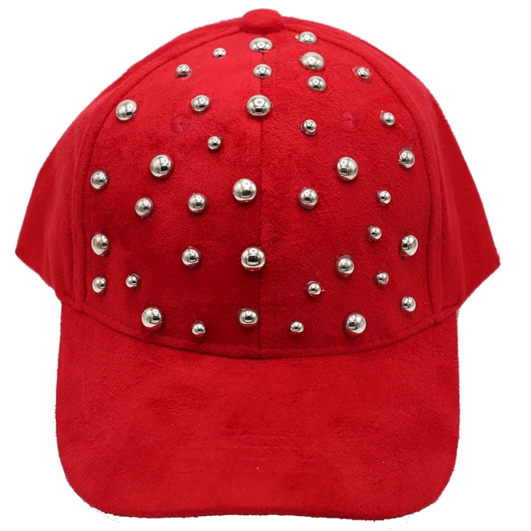 Soft Suede Silver-Toned Beaded Velcro Adjustable Ball Cap