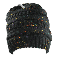 Fashion Colorful Splattered Black Knit Beanie