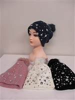 Simple Stylish Stones Fuzzy Top Cotton Fashion Beanie Hat