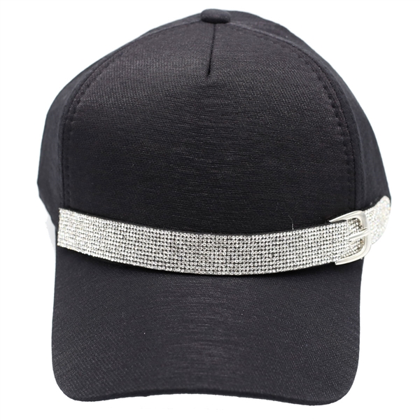 Soft Cotton Sparkling Buckle Hat With Adjustable Strap