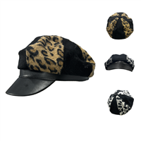 Fashion Flat Leopard Print Arched Brim Paddy Cabbie Cap