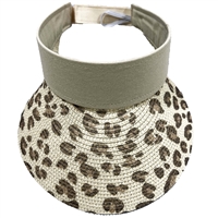 Fashion Beige Leopard Print Velcro Headband Visor