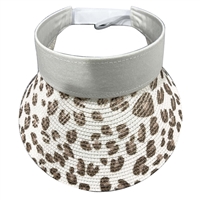Fashion White Leopard Print Velcro Headband Visor
