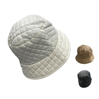 Fashion Stitched Diamond Designed Faux Leather Bucket Hat