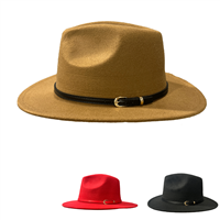 Fashion Gold-Toned Buckle Colored Fedora Hats