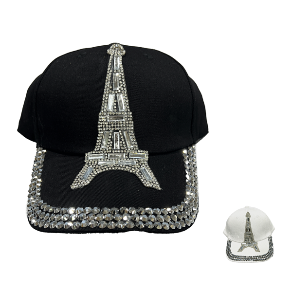 Fashion Sparkling Colored Rhinestone Bling Paris Eiffel Tower Designed Adjustable Snapback Hat