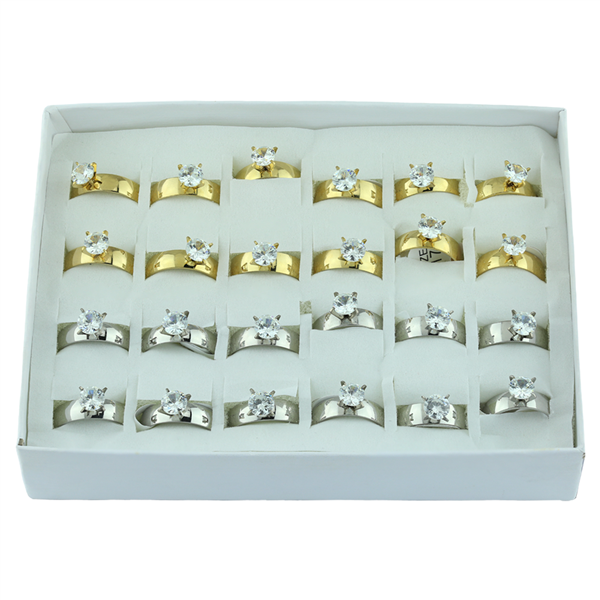 Smoothed Silver and Gold Round Crystal Rings