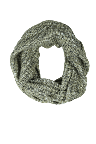 Fashion Intertwined Black, White & Light Grey Yarn Khaki Knitted Infinity Scarf