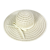 Ivory Colored Woven Floppy Hat with Ivory Colored Ribbon