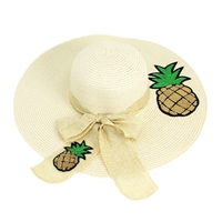 2 Pineapples Ivory Floppy Hat with Ivory Ribbon