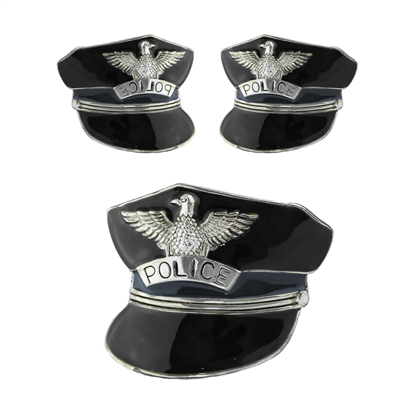 Trendy Black, Navy & Silver Police Hat Eagle Pendant Set