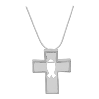 Stylish Spiritual Silver Ichthys Silhouette Cross Pendant Pin Brooch Necklace