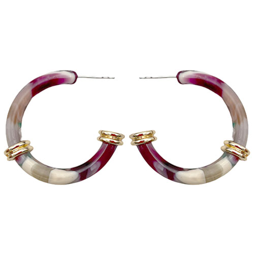 Acrylic Multi-Colored Marble Gold Accented Cuff Earrings