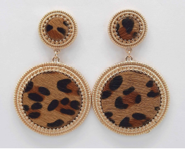 Fashion Sparkling Diamond Crystal Brown Leopard Stud Dangle Earrings