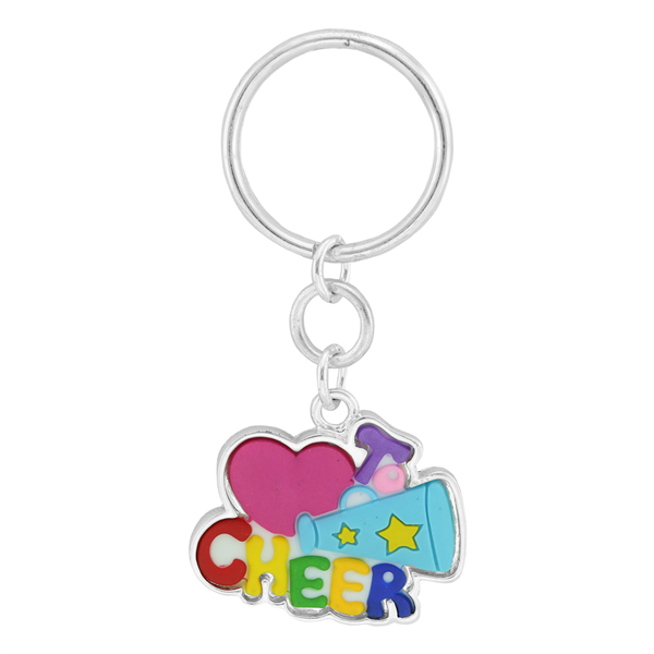 Cheer On Sports Fan Colorful Rubber Love To Cheer Charm Fashion Keychain