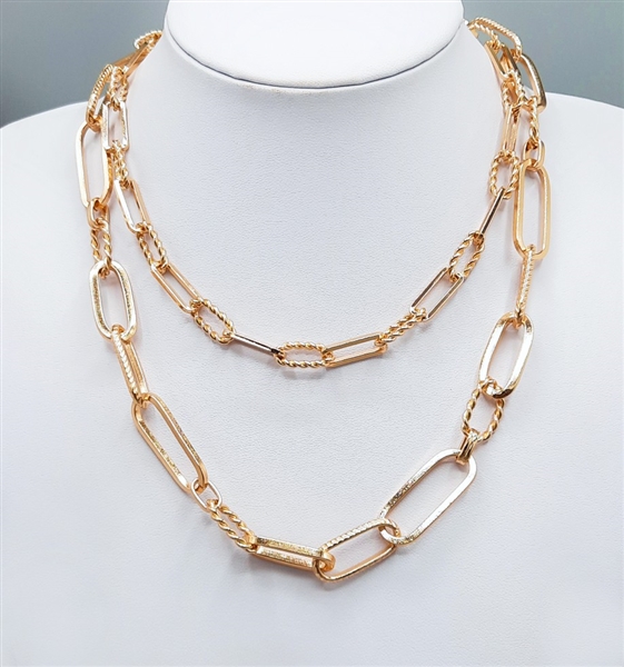 Stylish Multi Linked Chain Gold Toned Lobster Clasp Necklace