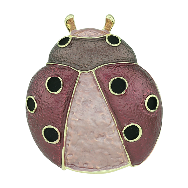 Lively Red Mixed Ladybug Gold Toned Multifunction Magnetic Pin