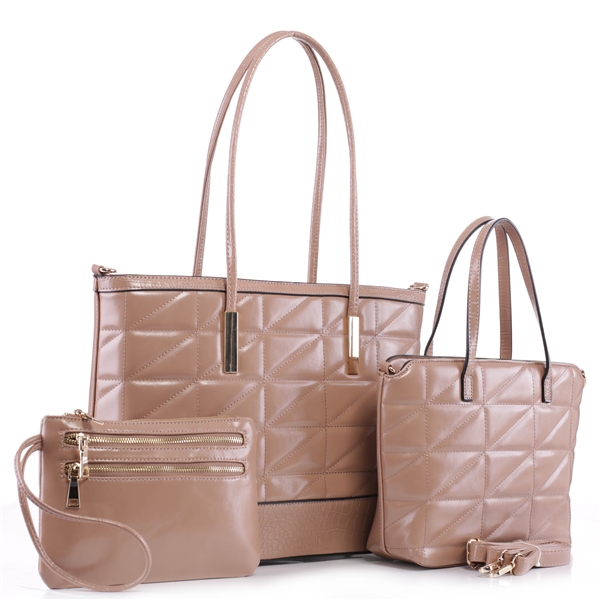 Trendy & Stylish Puffy Blush Faux Leather Tote Handbag Set