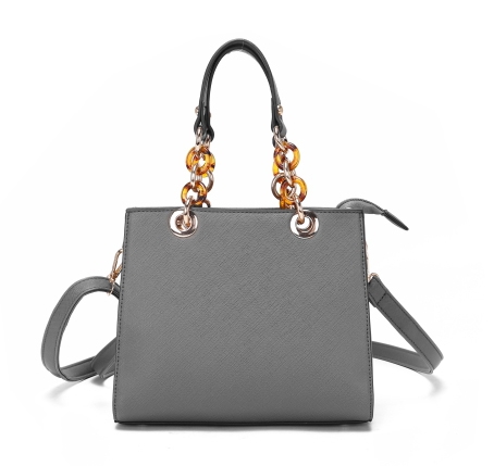 Fashion Light Grey PVC Acrylic Link Satchel Handbag
