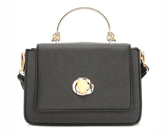 Stylish Fashion Black Faux Leather Satchel