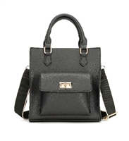 Stylish Fashion Black Faux Leather Satchel