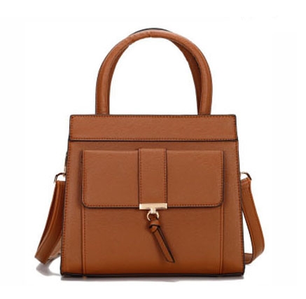 Fashion Brown Faux Leather Satchel Handbag
