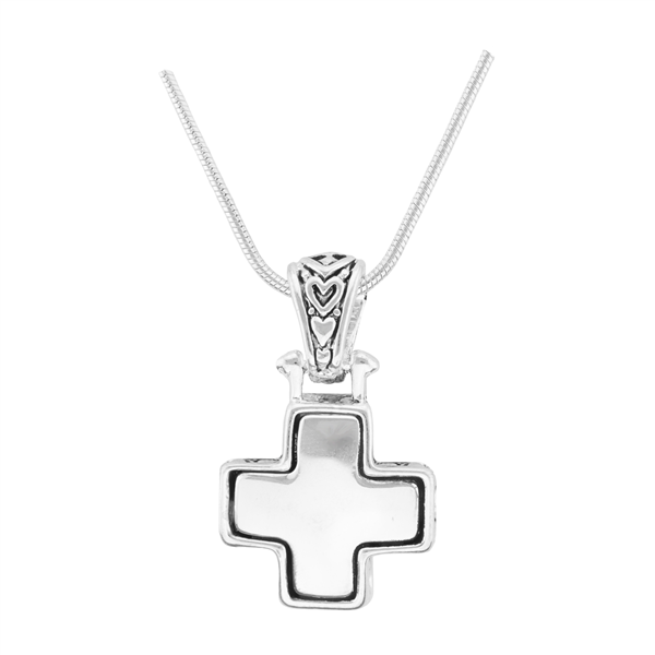 Stylish Reversible Small Cross Silver Pendant Charm Necklace