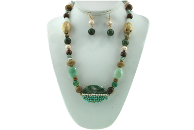 EARTH TONE BEADED NECKLACE SET