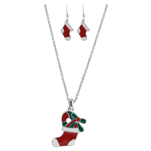 THE STOCKING NECKLACE SET | RED/WHITE/GREEN