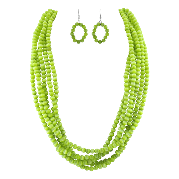 THE LAYERED PEARL NECKLACE SET | LIME