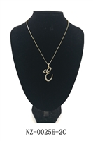 Fashion Sparkling Diamond Crystal Letter E Initial Gold Toned Pendant Necklace