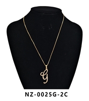 Fashion Sparkling Diamond Crystal Letter G Initial Gold Toned Pendant Necklace