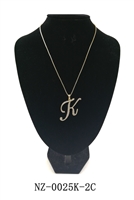 Fashion Sparkling Diamond Crystal Letter K Initial Gold Toned Pendant Necklace