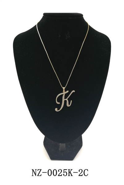 Fashion Sparkling Diamond Crystal Letter K Initial Gold Toned Pendant Necklace