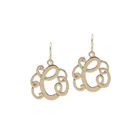 Simple & Personal Fashion Monogram Script Initial Gold Tone Fish Hook Earrings